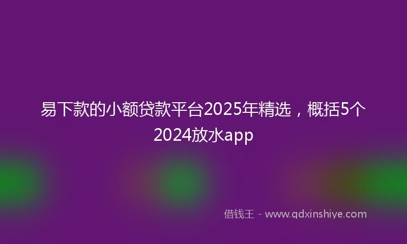 易下款的小额贷款平台2025年精选，概括5个2024放水app
