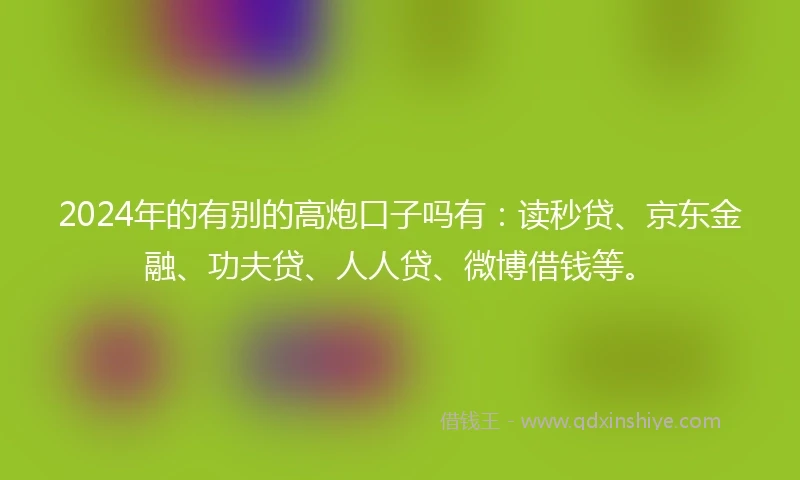 2024年的有别的高炮口子吗有：读秒贷、京东金融、功夫贷、人人贷、微博借钱等。