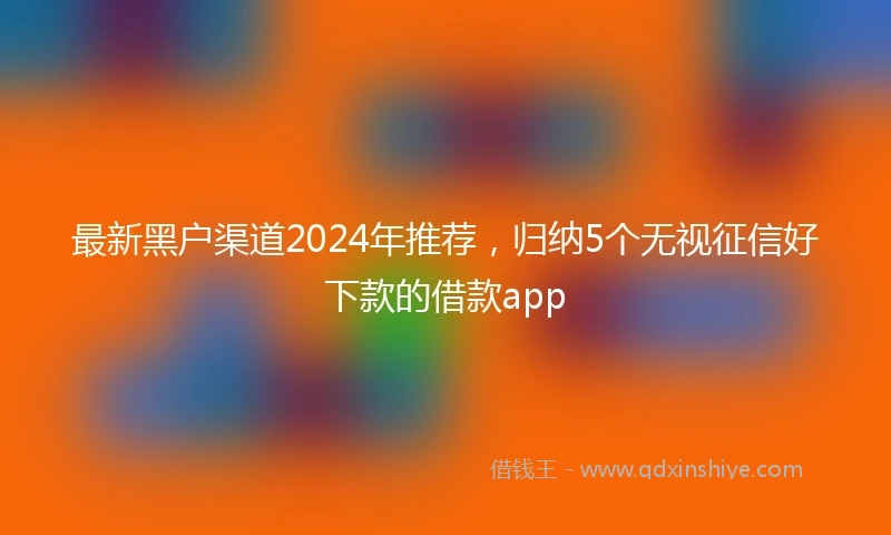 最新黑户渠道2024年推荐，归纳5个无视征信好下款的借款app