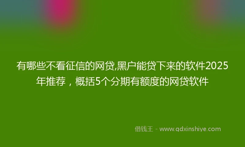 有哪些不看征信的网贷,黑户能贷下来的软件2025年推荐，概括5个分期有额度的网贷软件