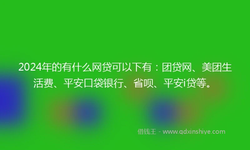 2024年的有什么网贷可以下有：团贷网、美团生活费、平安口袋银行、省呗、平安i贷等。