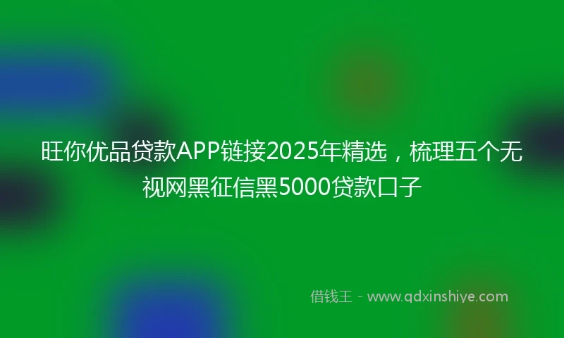 旺你优品贷款APP链接2025年精选，梳理五个无视网黑征信黑5000贷款口子