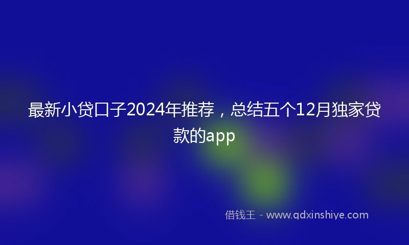 最新小贷口子2024年推荐，总结五个12月独家贷款的app