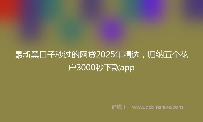 最新黑口子秒过的网贷2025年精选，归纳五个花户3000秒下款app