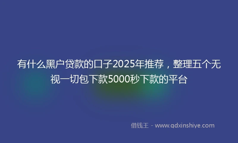 有什么黑户贷款的口子2025年推荐，整理五个无视一切包下款5000秒下款的平台
