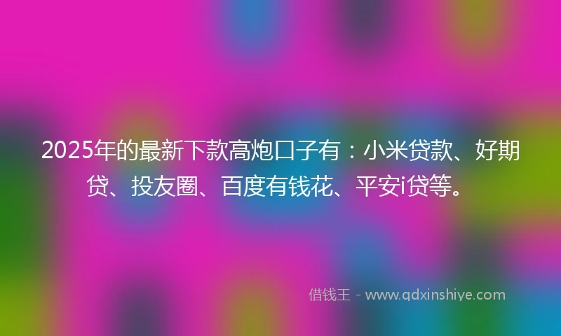 2025年的最新下款高炮口子有：小米贷款、好期贷、投友圈、百度有钱花、平安i贷等。