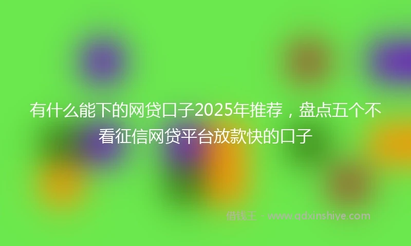有什么能下的网贷口子2025年推荐,盘点五个不看征信网贷平台放款快的口子