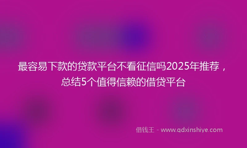 最容易下款的贷款平台不看征信吗2025年推荐，总结5个值得信赖的借贷平台