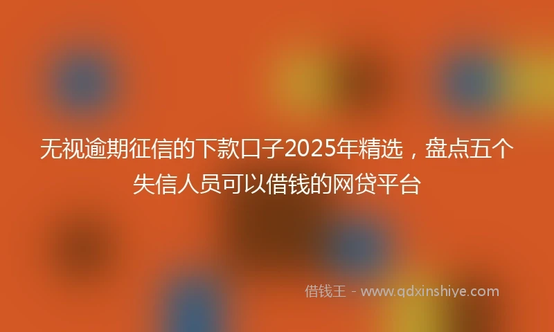无视逾期征信的下款口子2025年精选，盘点五个失信人员可以借钱的网贷平台