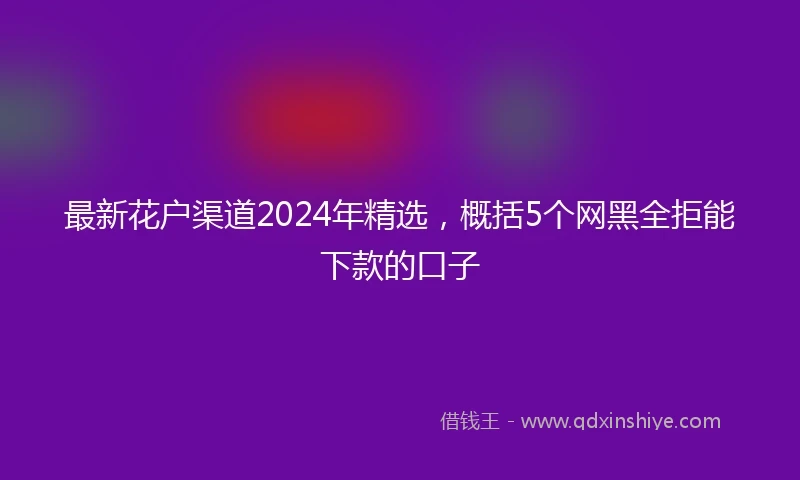 最新花户渠道2024年精选，概括5个网黑全拒能下款的口子