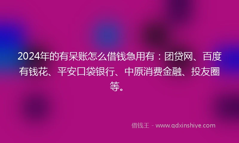 2024年的有呆账怎么借钱急用有：团贷网、百度有钱花、平安口袋银行、中原消费金融、投友圈等。