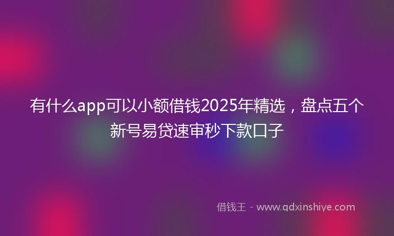 有什么app可以小额借钱2025年精选，盘点五个新号易贷速审秒下款口子