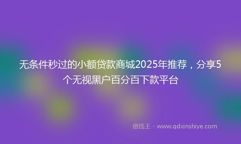 无条件秒过的小额贷款商城2025年推荐，分享5个无视黑户百分百下款平台