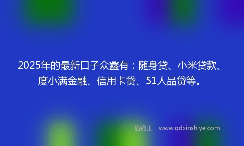 2025年的最新口子众鑫有：随身贷、小米贷款、度小满金融、信用卡贷、51人品贷等。