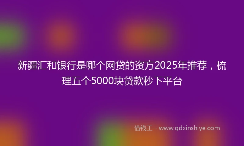 新疆汇和银行是哪个网贷的资方2025年推荐,梳理五个5000块贷款秒下平台