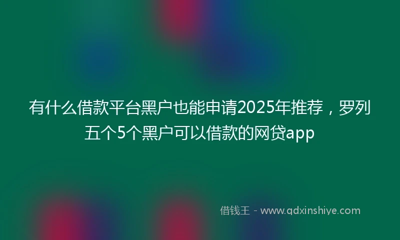 有什么借款平台黑户也能申请2025年推荐，罗列五个5个黑户可以借款的网贷app