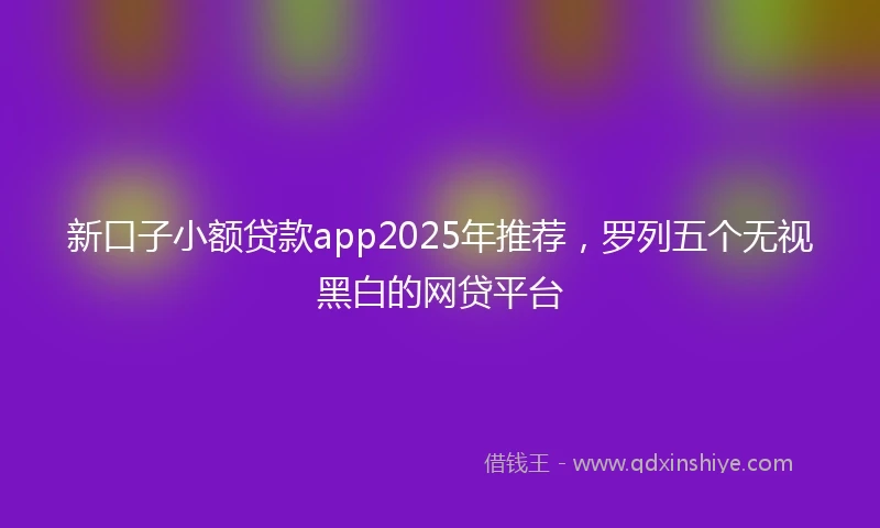 新口子小额贷款app2025年推荐，罗列五个无视黑白的网贷平台