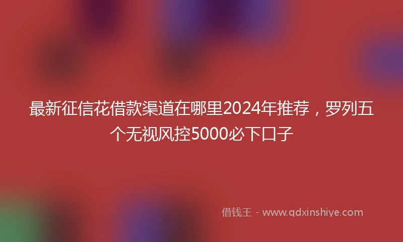 最新征信花借款渠道在哪里2024年推荐，罗列五个无视风控5000必下口子