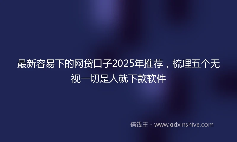 最新容易下的网贷口子2025年推荐，梳理五个无视一切是人就下款软件