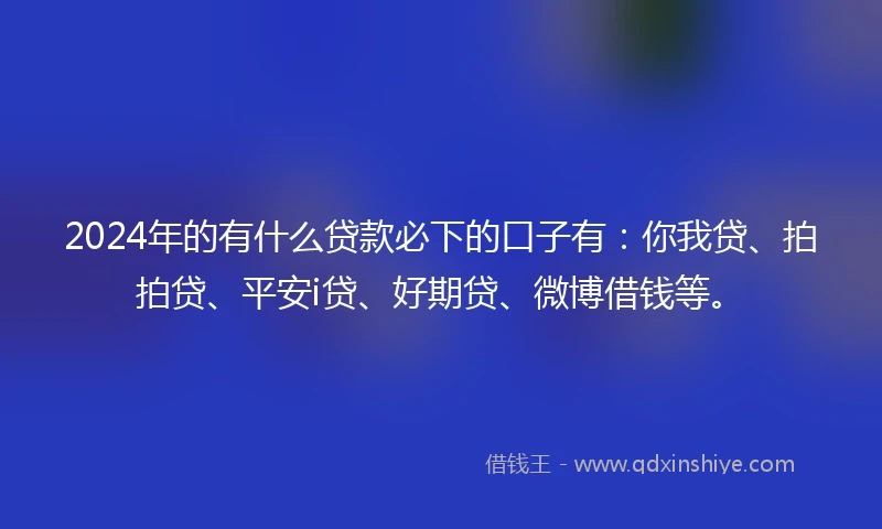 2024年的有什么贷款必下的口子有：你我贷、拍拍贷、平安i贷、好期贷、微博借钱等。