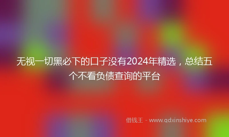 无视一切黑必下的口子没有2024年精选，总结五个不看负债查询的平台