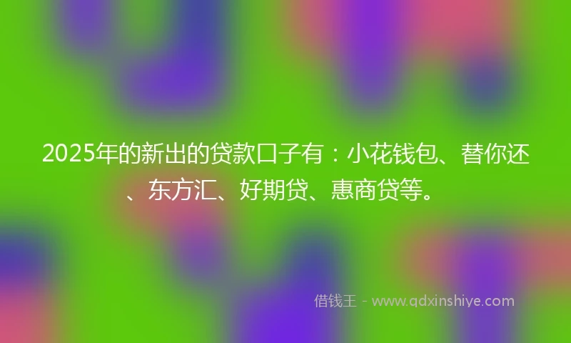 2025年的新出的贷款口子有：小花钱包、替你还、东方汇、好期贷、惠商贷等。