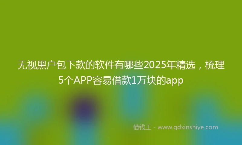 无视黑户包下款的软件有哪些2025年精选，梳理5个APP容易借款1万块的app