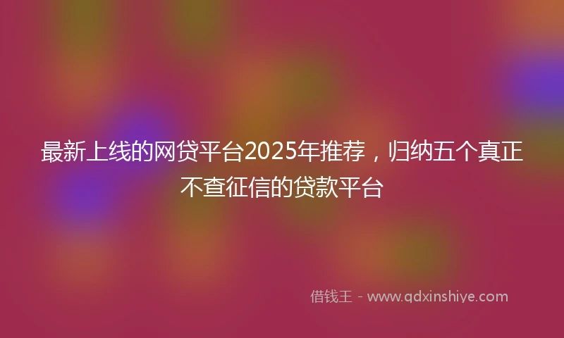 最新上线的网贷平台2025年推荐，归纳五个真正不查征信的贷款平台