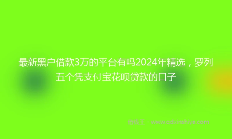 最新黑户借款3万的平台有吗2024年精选，罗列五个凭支付宝花呗贷款的口子