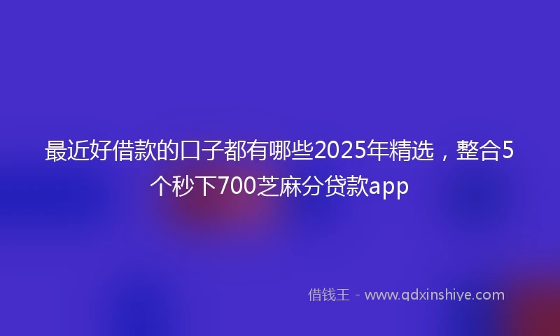 最近好借款的口子都有哪些2025年精选，整合5个秒下700芝麻分贷款app