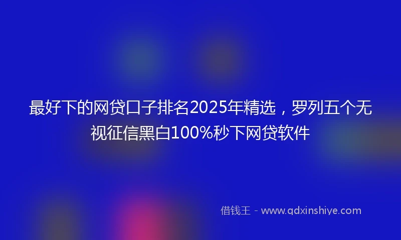 最好下的网贷口子排名2025年精选，罗列五个无视征信黑白100%秒下网贷软件