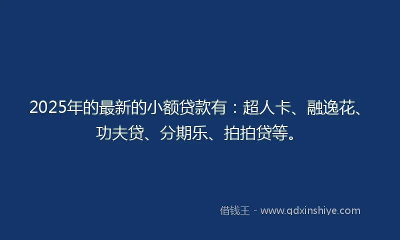 2025年的最新的小额贷款有：超人卡、融逸花、功夫贷、分期乐、拍拍贷等。