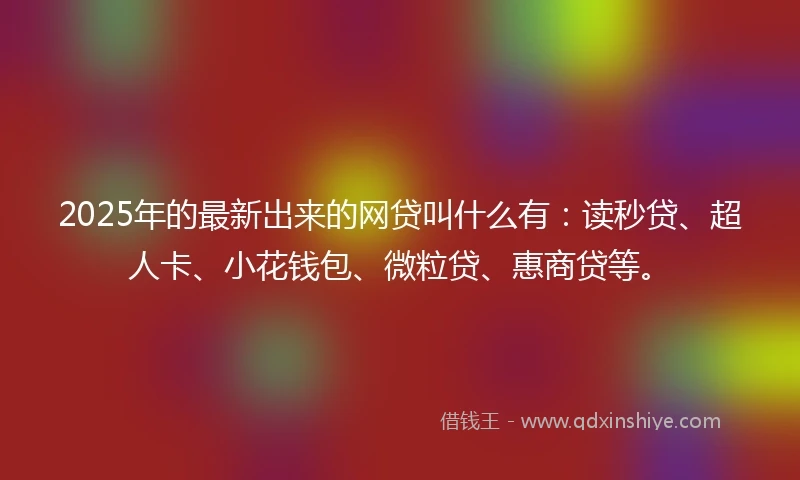 2025年的最新出来的网贷叫什么有：读秒贷、超人卡、小花钱包、微粒贷、惠商贷等。