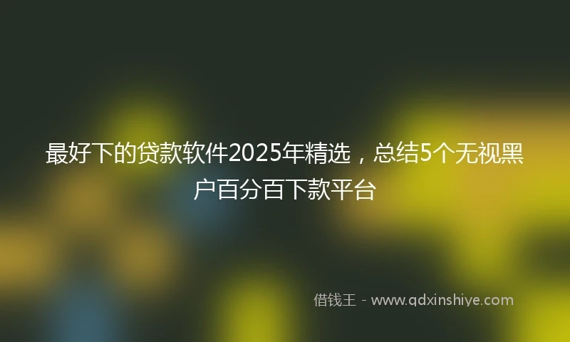 最好下的贷款软件2025年精选，总结5个无视黑户百分百下款平台