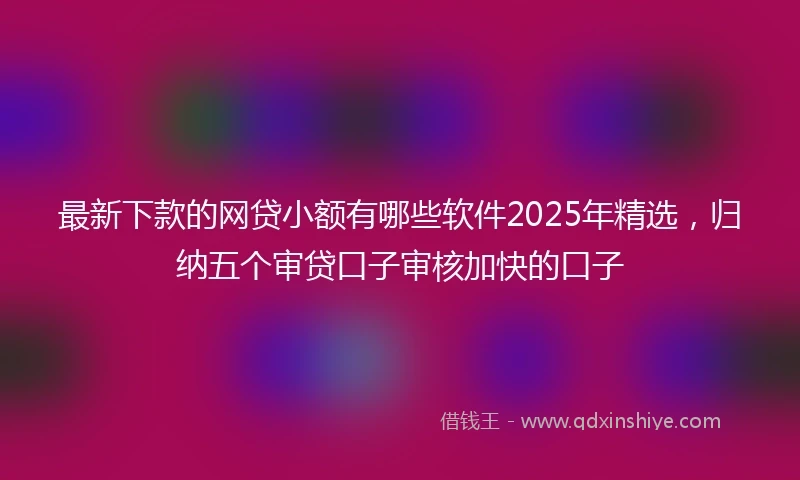 最新下款的网贷小额有哪些软件2025年精选，归纳五个审贷口子审核加快的口子