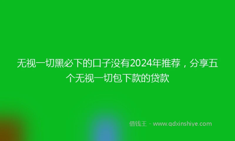 无视一切黑必下的口子没有2024年推荐，分享五个无视一切包下款的贷款