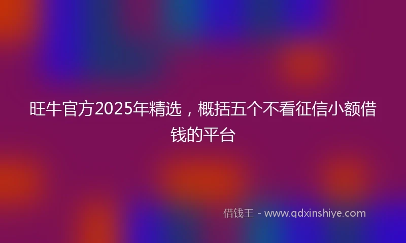 旺牛官方2025年精选，概括五个不看征信小额借钱的平台