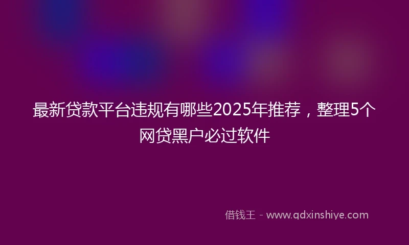 最新贷款平台违规有哪些2025年推荐，整理5个网贷黑户必过软件