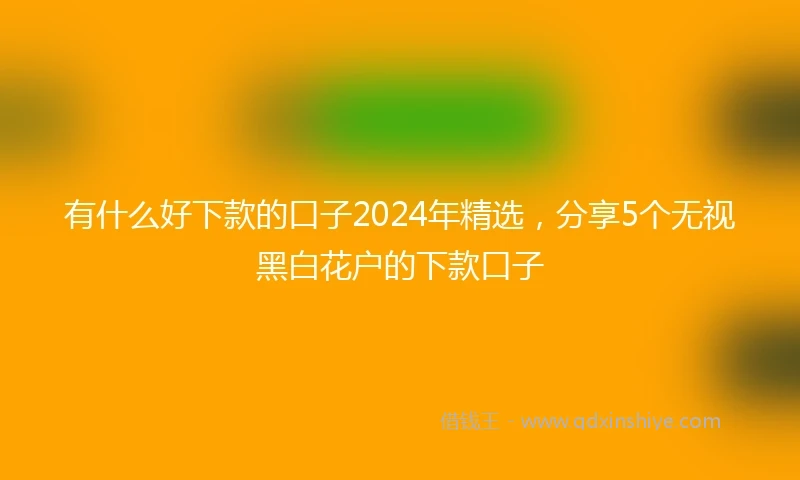 有什么好下款的口子2024年精选，分享5个无视黑白花户的下款口子