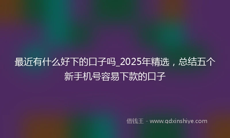 最近有什么好下的口子吗_2025年精选，总结五个新手机号容易下款的口子