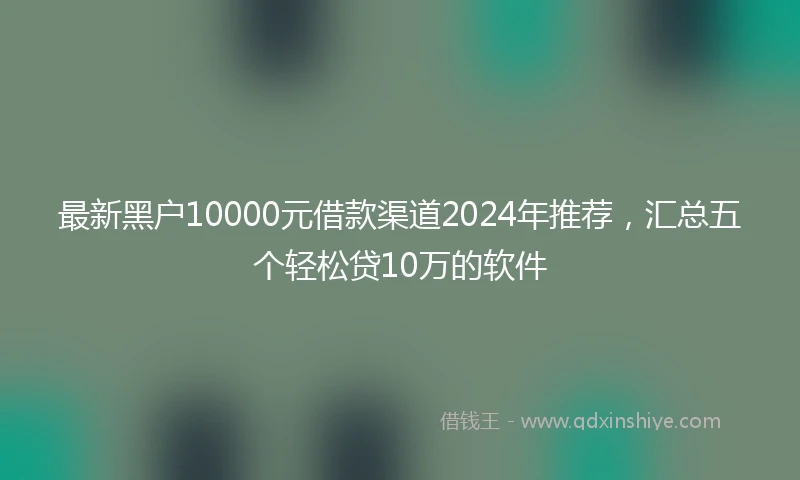 最新黑户10000元借款渠道2024年推荐，汇总五个轻松贷10万的软件