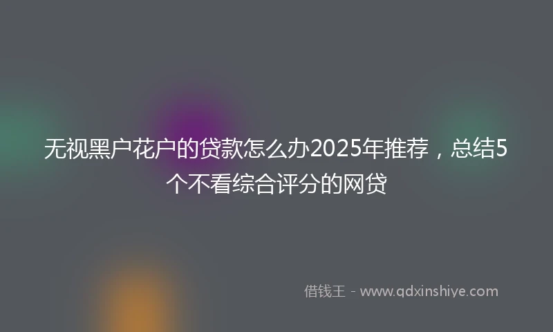 无视黑户花户的贷款怎么办2025年推荐，总结5个不看综合评分的网贷