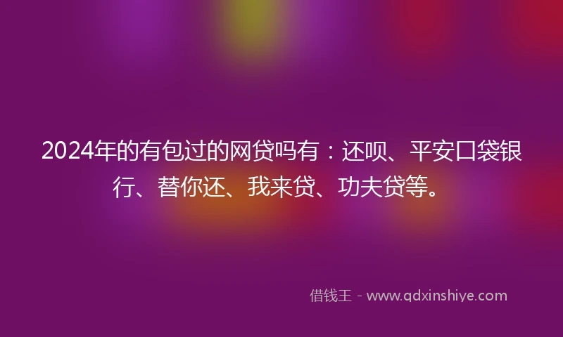 2024年的有包过的网贷吗有：还呗、平安口袋银行、替你还、我来贷、功夫贷等。