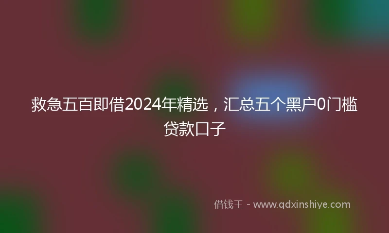 救急五百即借2024年精选，汇总五个黑户0门槛贷款口子