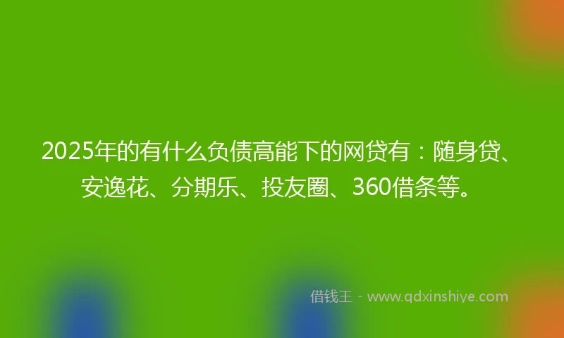 2025年的有什么负债高能下的网贷有：随身贷、安逸花、分期乐、投友圈、360借条等。