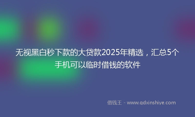 无视黑白秒下款的大贷款2025年精选，汇总5个手机可以临时借钱的软件