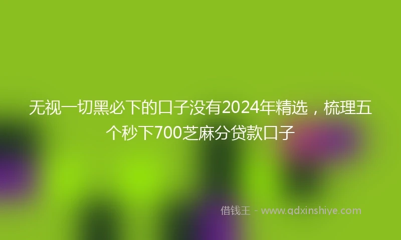 无视一切黑必下的口子没有2024年精选，梳理五个秒下700芝麻分贷款口子