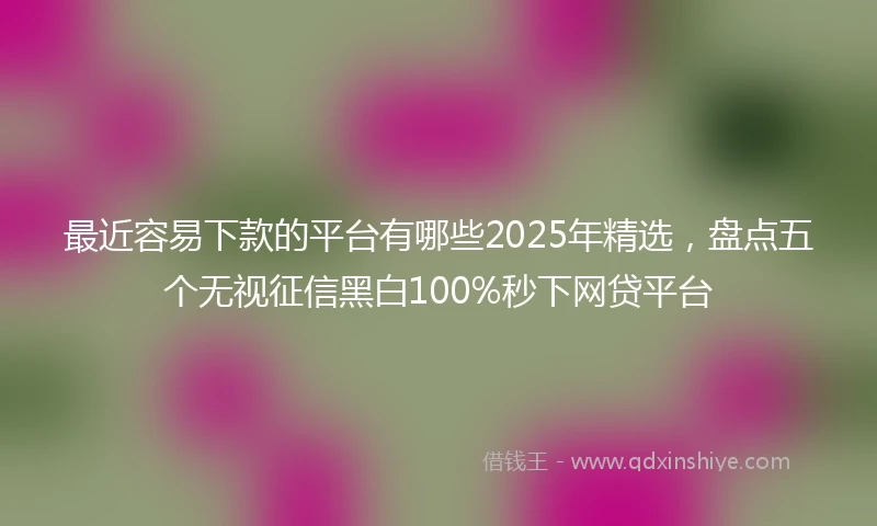 最近容易下款的平台有哪些2025年精选，盘点五个无视征信黑白100%秒下网贷平台