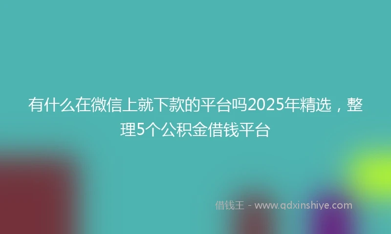 有什么在微信上就下款的平台吗2025年精选，整理5个公积金借钱平台