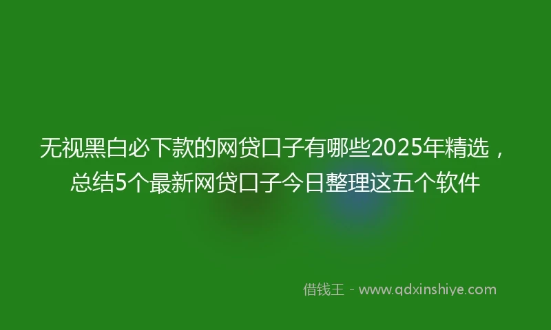 无视黑白必下款的网贷口子有哪些2025年精选，总结5个最新网贷口子今日整理这五个软件